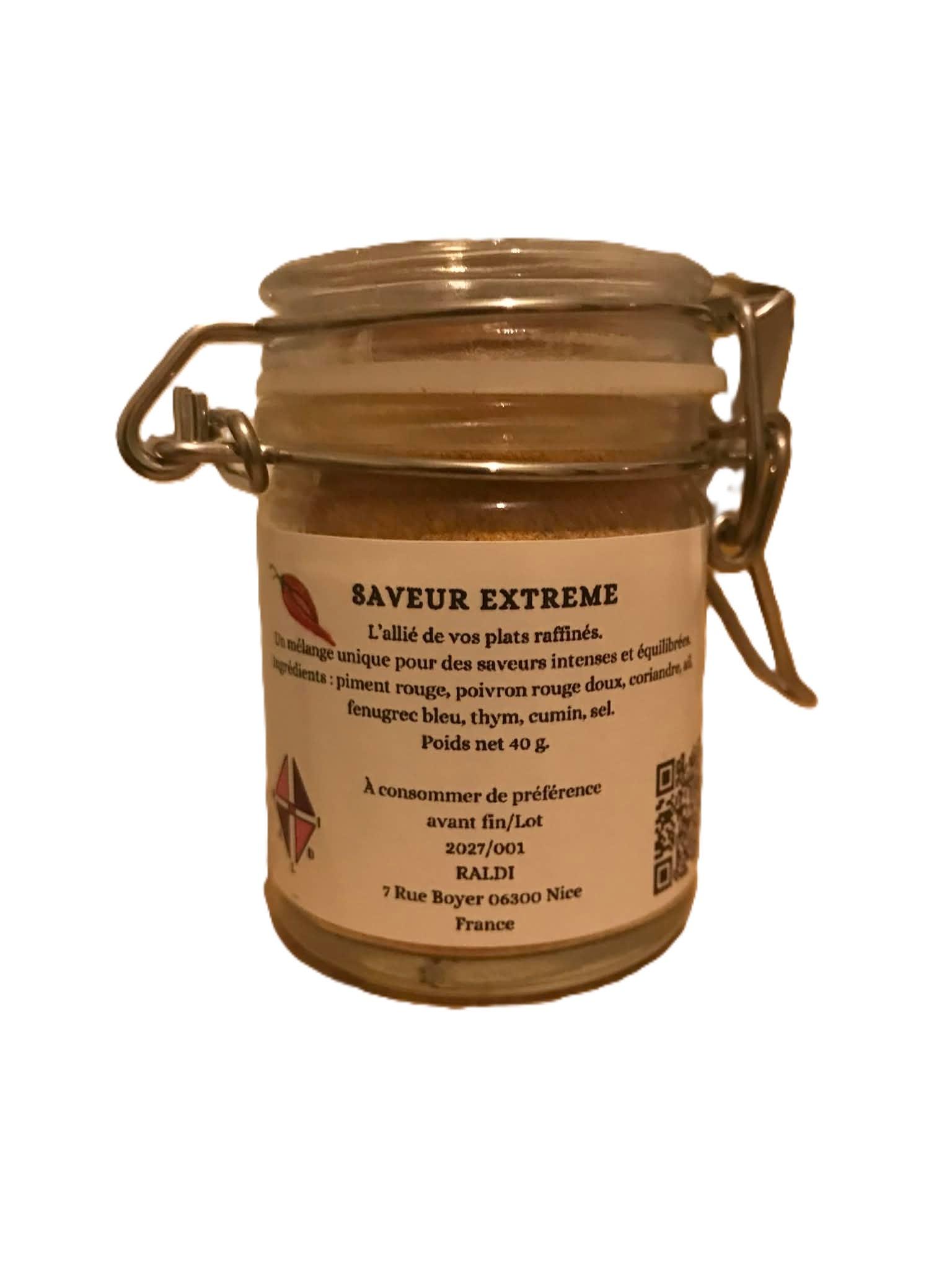 RALDI PERLE D'EPICES Saveur Extreme, Mélange d'Épices Gourmet, Assaisonnement Naturel pour Viandes et Barbecue, Piment Rouge Poivron Coriandre Ail Fenugrec Thym Cumin Sel, 40g